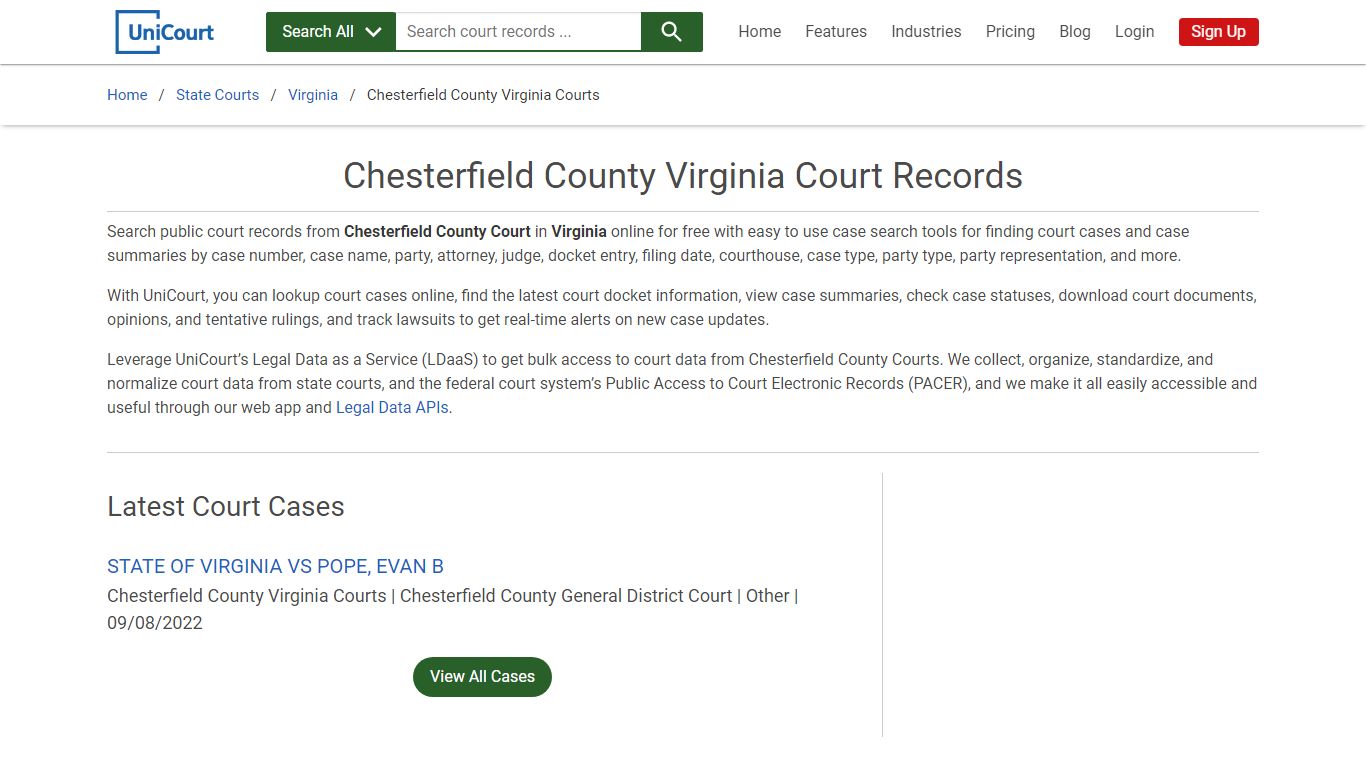 Chesterfield County Virginia Court Records | Virginia | UniCourt