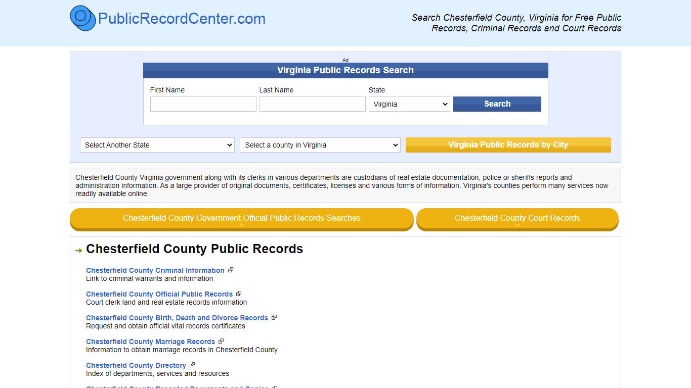 Chesterfield County Virginia Free Public Records - Court Records ...